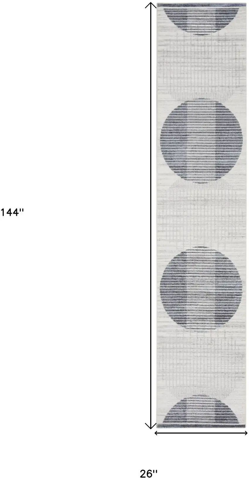 Blue and Ivory Geometric Power Loom Washable Runner Rug Photo 3