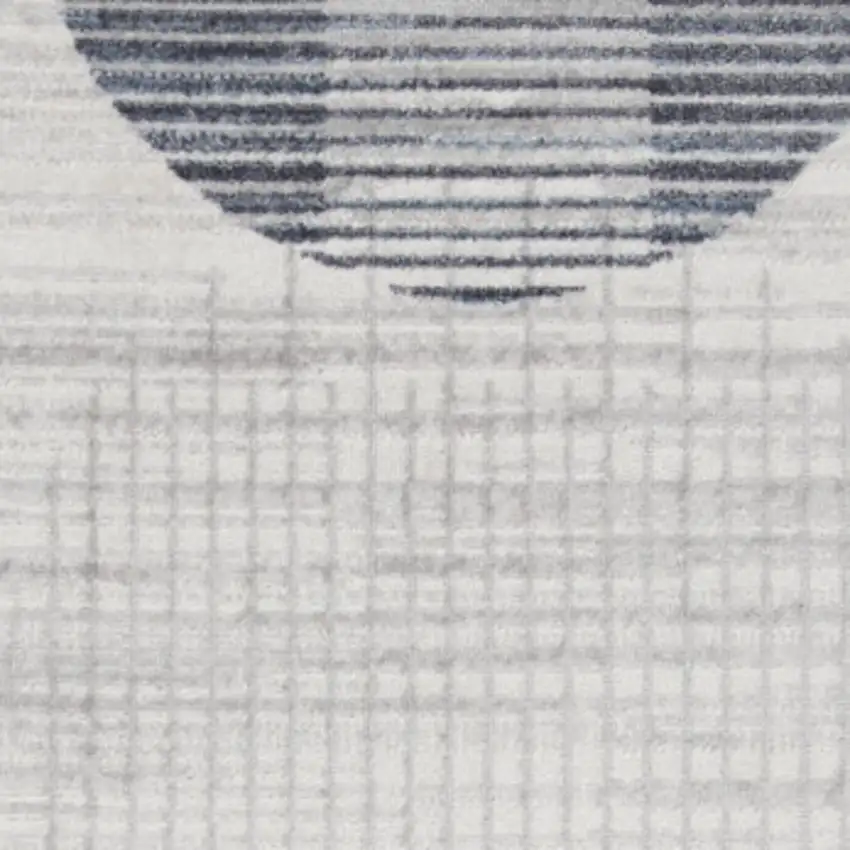 Blue and Ivory Geometric Power Loom Washable Runner Rug Photo 6