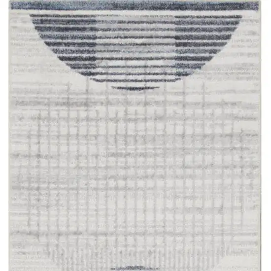 12' Blue And Ivory Geometric Washable Runner Rug Photo 3