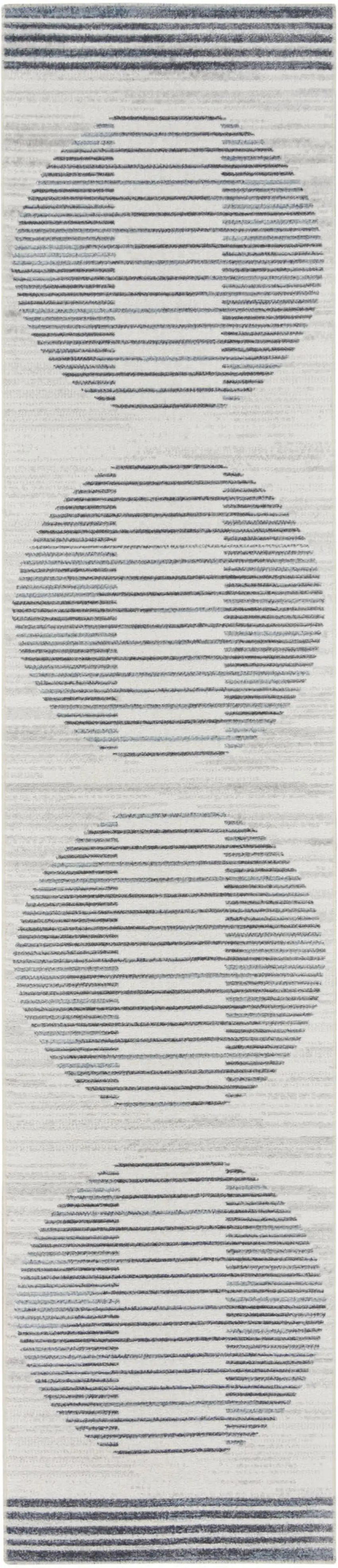 Blue and Ivory Geometric Power Loom Washable Runner Rug Photo 2