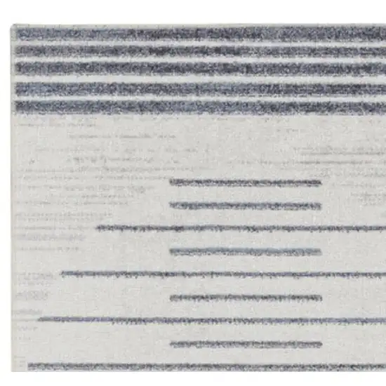 8' Blue And Ivory Geometric Washable Runner Rug Photo 3