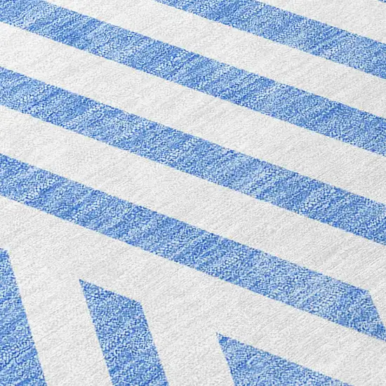 Blue and Ivory Geometric Washable Non Skid Indoor Outdoor Area Rug Photo 6