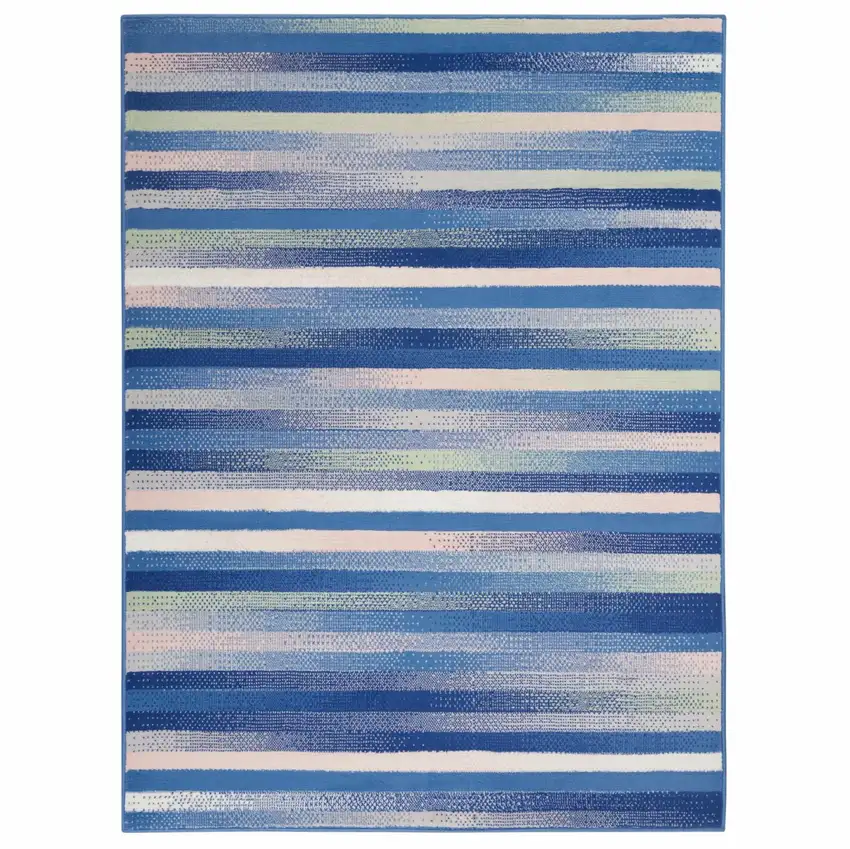Blue and Ivory Halftone Stripe Area Rug Photo 3