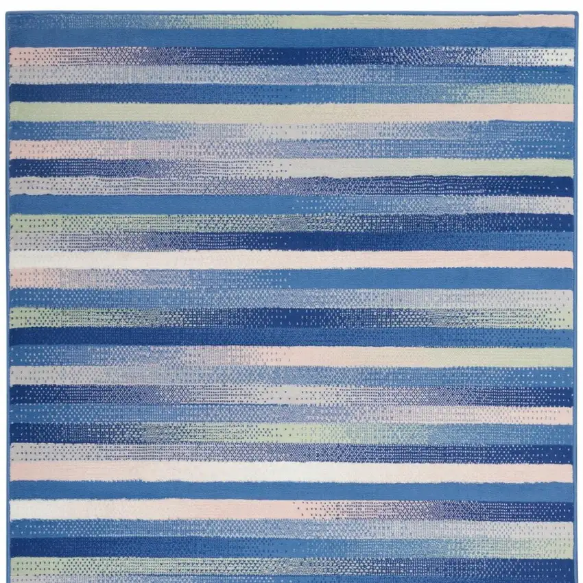 Blue and Ivory Halftone Stripe Area Rug Photo 9