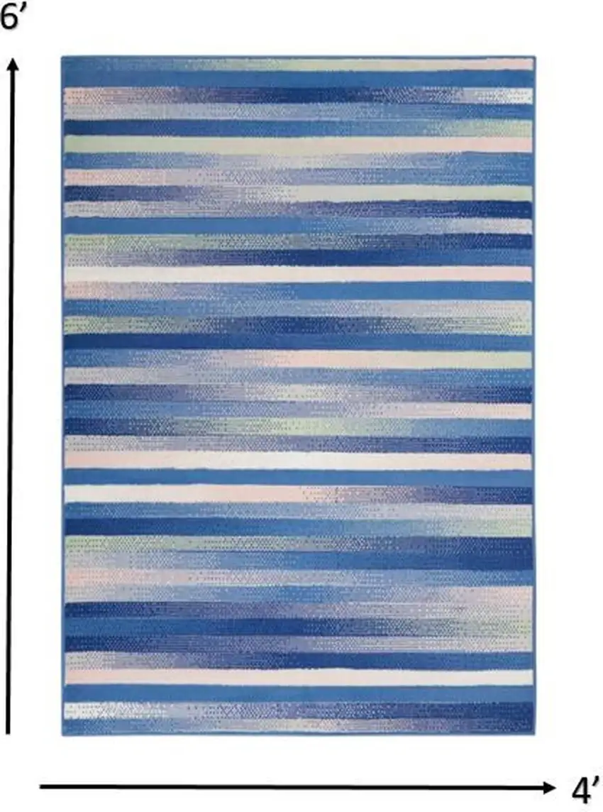 Blue and Ivory Halftone Stripe Area Rug Photo 1