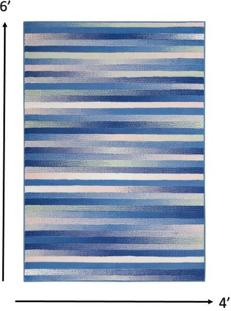 Blue and Ivory Halftone Stripe Area Rug Photo 1