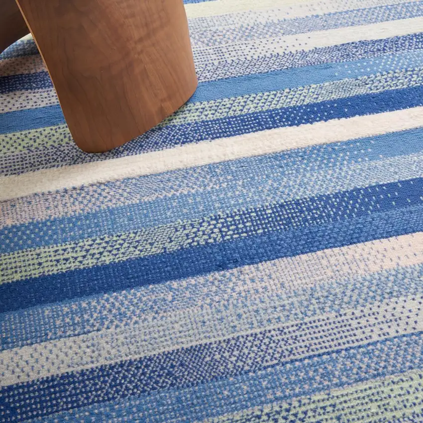 Blue and Ivory Halftone Stripe Area Rug Photo 2