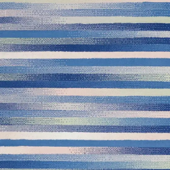 Blue And White Striped Distressed Area Rug Photo 6