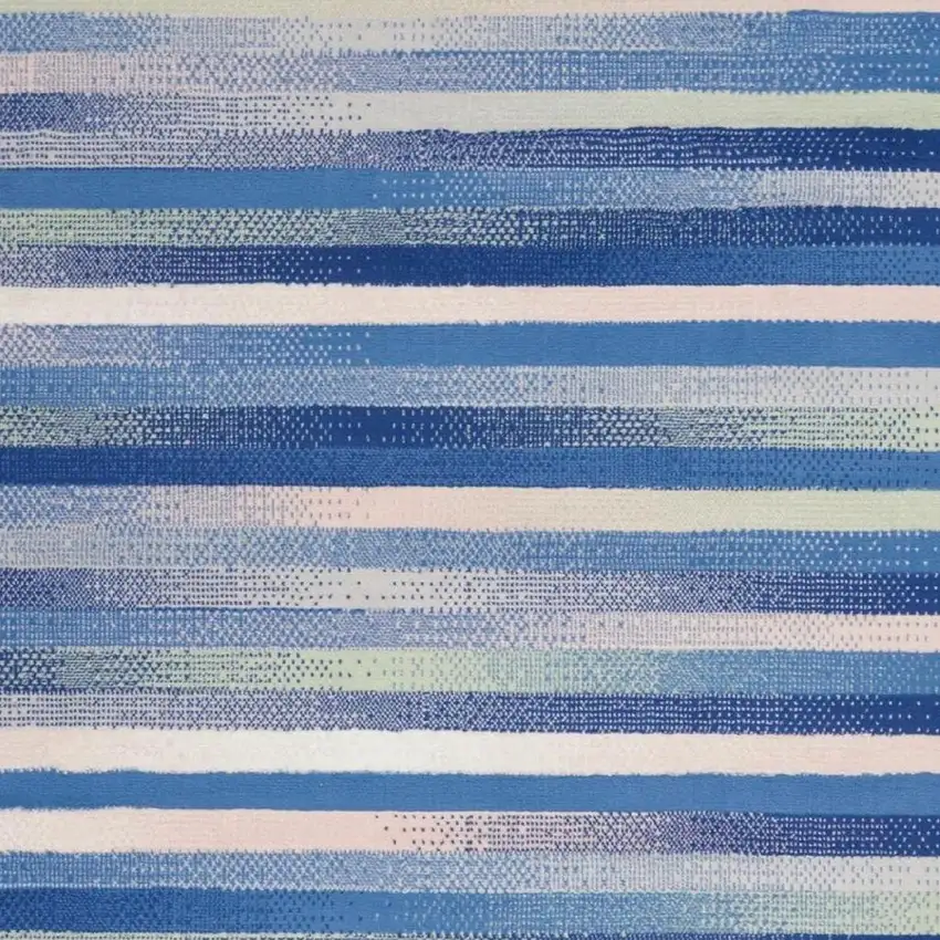Blue And White Striped Distressed Area Rug Photo 6
