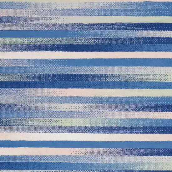 Blue And White Striped Distressed Area Rug Photo 6