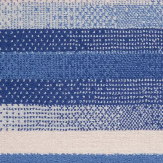 Blue And White Striped Distressed Area Rug Photo 4