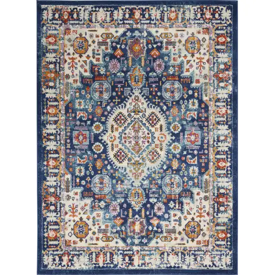Blue And Ivory Medallion Area Rug Photo 1