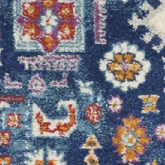 Blue And Ivory Medallion Area Rug Photo 6