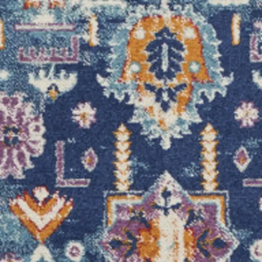 Blue And Ivory Medallion Area Rug Photo 7