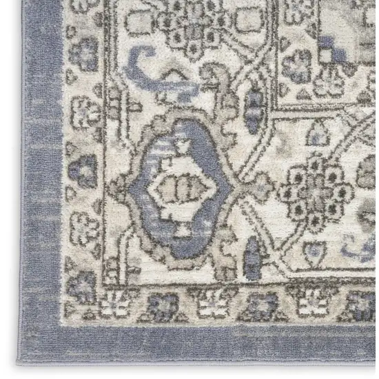 Blue And Ivory Medallion Distressed Area Rug Photo 9