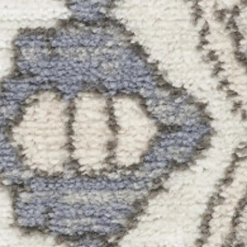 Blue and Ivory Medallion Power Loom Distressed Area Rug Photo 1