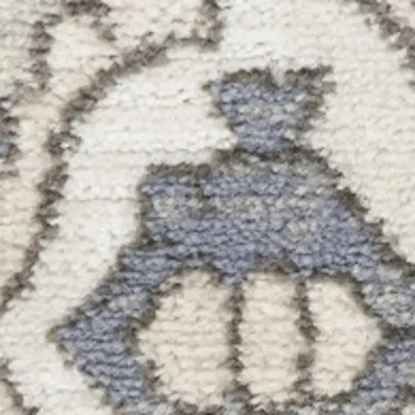 Blue and Ivory Medallion Power Loom Distressed Area Rug Photo 1