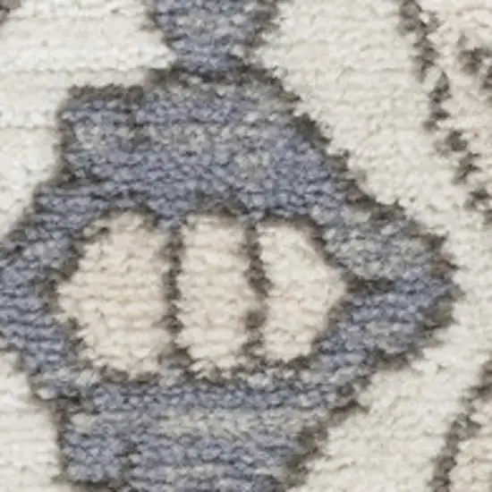 8' Blue And Ivory Medallion Distressed Runner Rug Photo 1