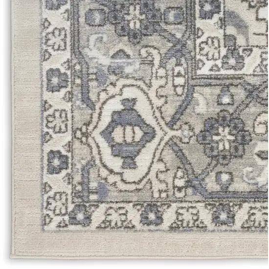 8' Blue And Ivory Medallion Distressed Runner Rug Photo 3