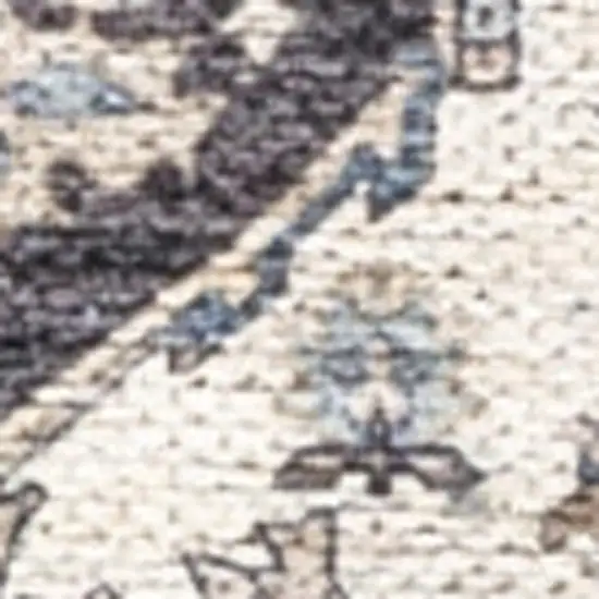 Blue and Ivory Medallion Power Loom Distressed Washable Non Skid Area Rug Photo 7
