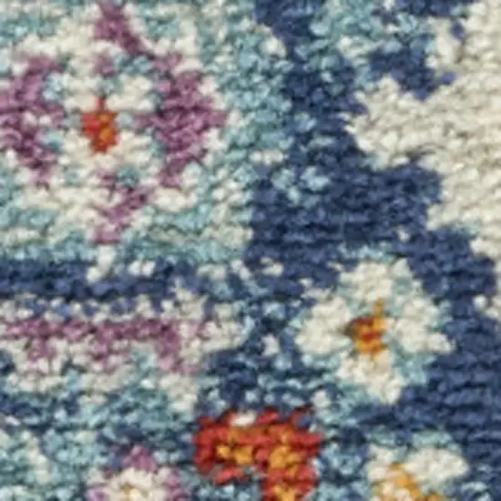 Blue And Ivory Medallion Area Rug Photo 5