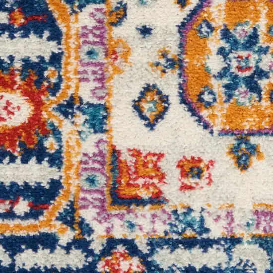 Blue And Ivory Medallion Area Rug Photo 3