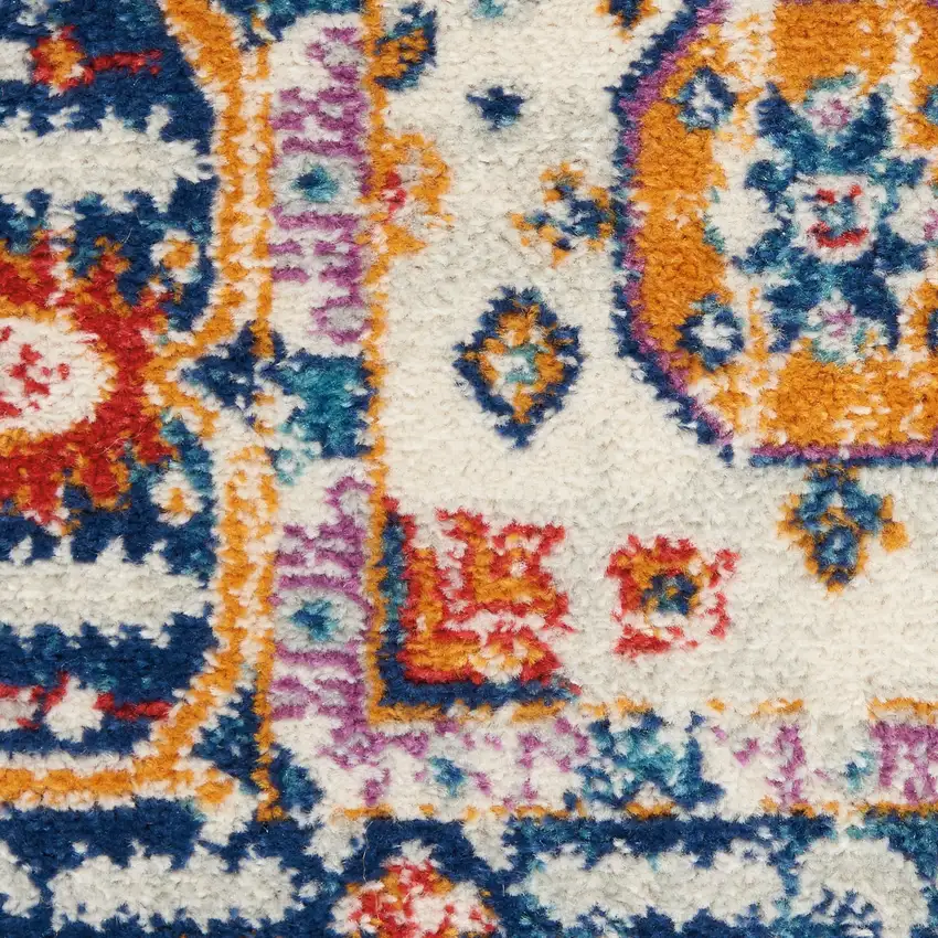 Blue And Ivory Medallion Area Rug Photo 3