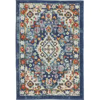 Photo of Blue and Ivory Medallion Scatter Rug