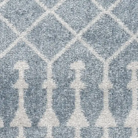 Blue and Ivory Moroccan Power Loom Washable Area Rug Photo 3