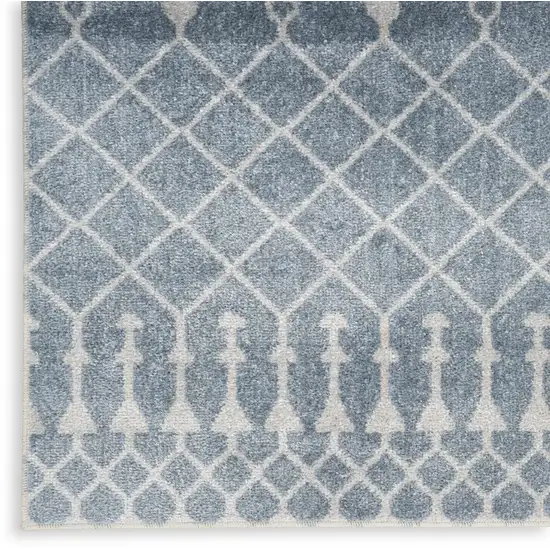 Blue and Ivory Moroccan Power Loom Washable Area Rug Photo 9