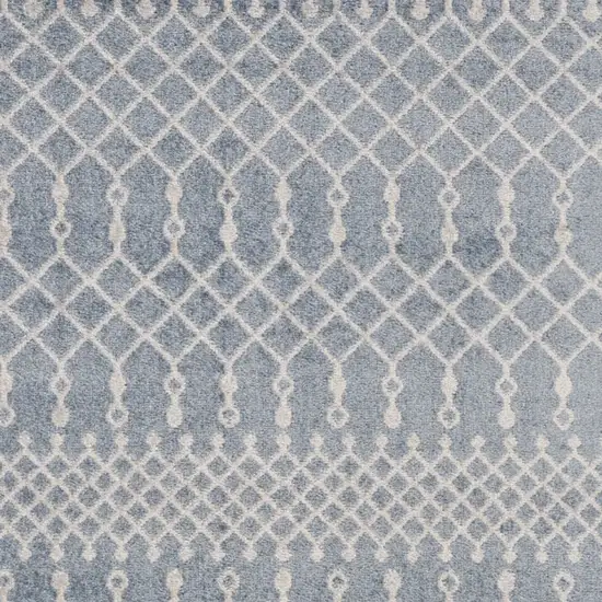 Blue and Ivory Moroccan Power Loom Washable Area Rug Photo 9