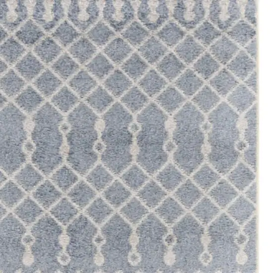 10' Blue And Ivory Moroccan Washable Runner Rug Photo 2