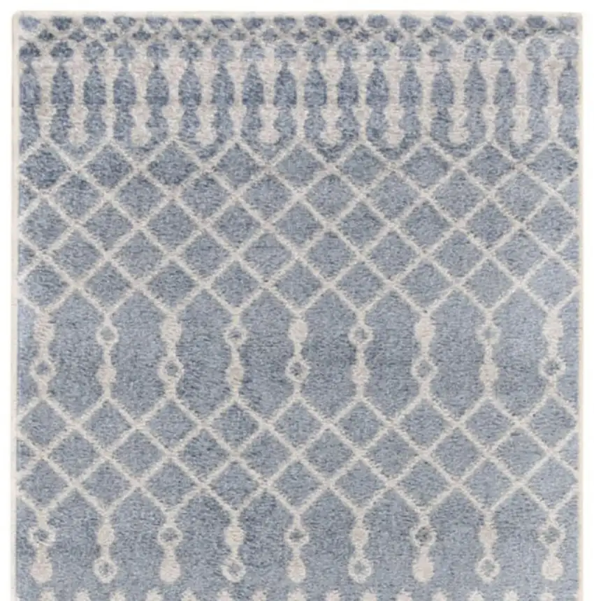 10' Blue And Ivory Moroccan Washable Runner Rug Photo 4