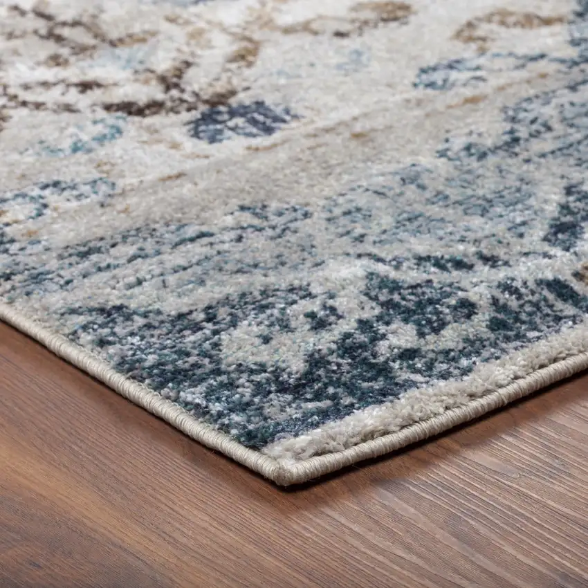 Blue and Ivory Oriental Area Rug Photo 4