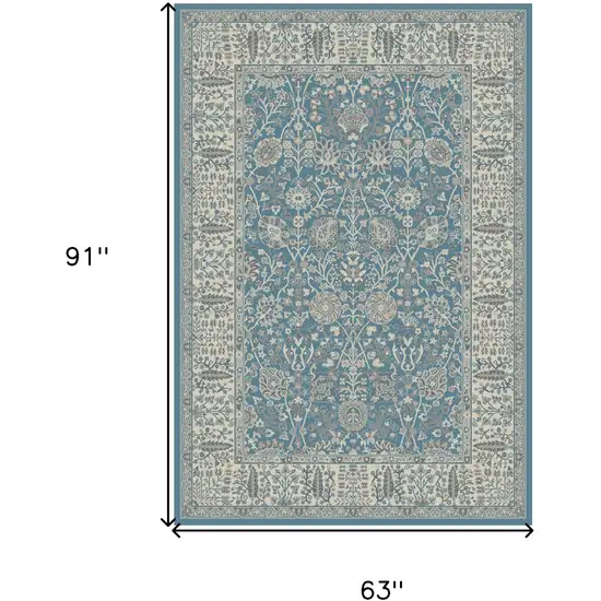 Blue and Ivory Oriental Area Rug Photo 5