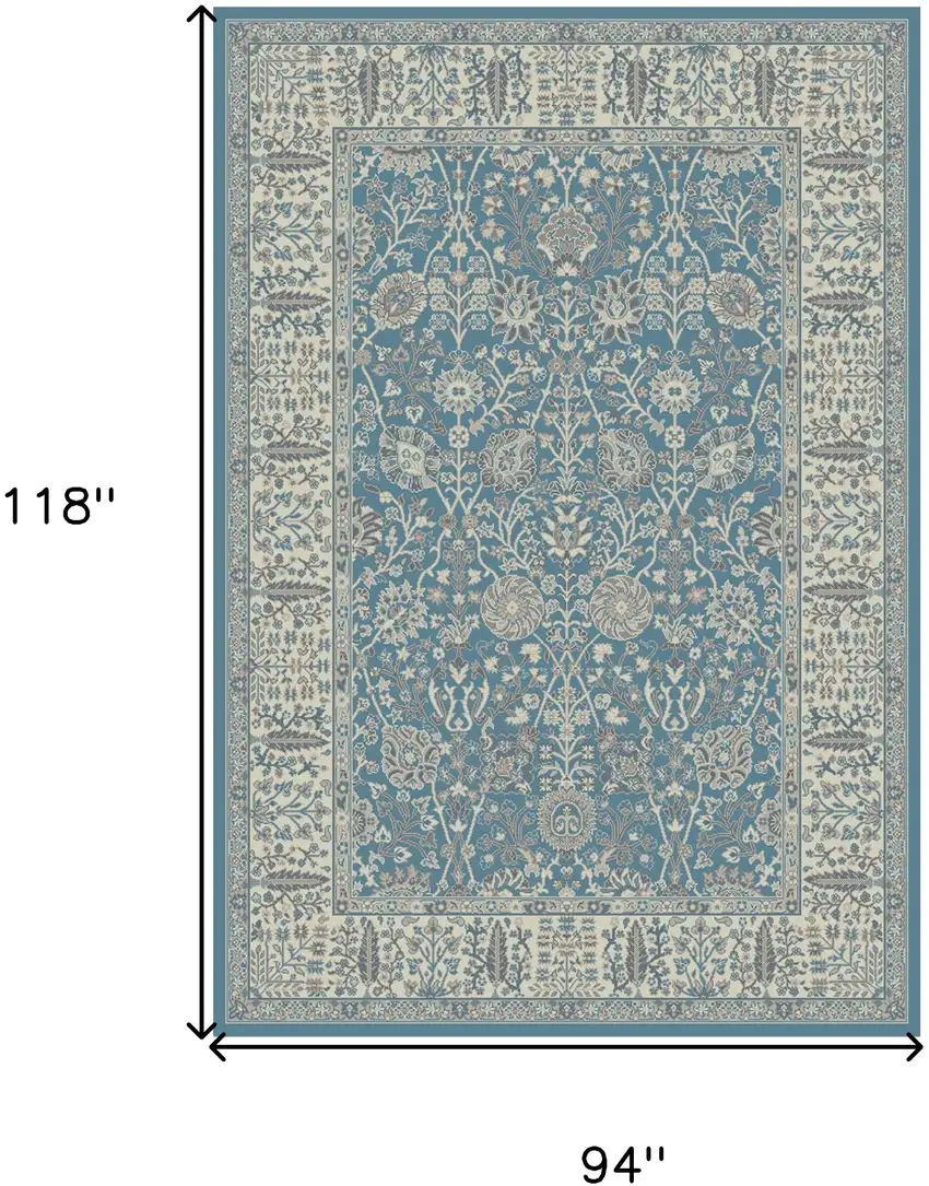 Blue and Ivory Oriental Area Rug Photo 5
