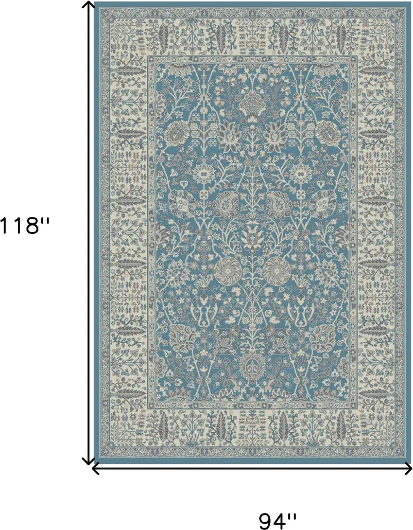 Blue and Ivory Oriental Area Rug Photo 5