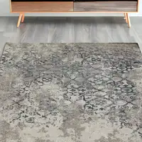 Photo of Blue and Ivory Oriental Distressed Area Rug
