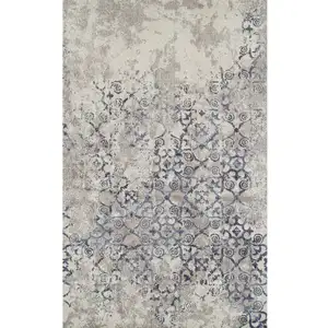 Photo of Blue and Ivory Oriental Distressed Area Rug
