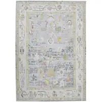 Photo of Blue and Ivory Oriental Power Loom Distressed Area Rug
