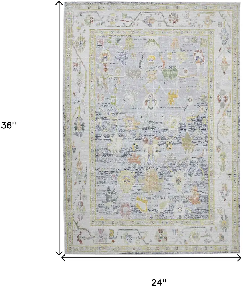 Blue and Ivory Oriental Power Loom Distressed Area Rug Photo 9