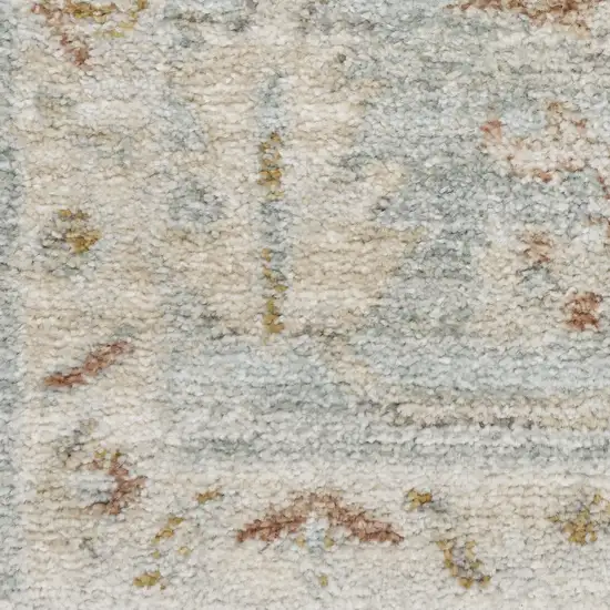 8' Blue And Ivory Oriental Distressed Runner Rug With Fringe Photo 7