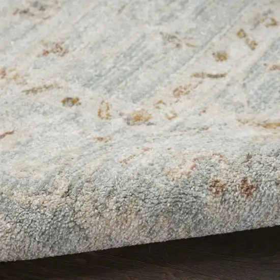 8' Blue And Ivory Oriental Distressed Runner Rug With Fringe Photo 8