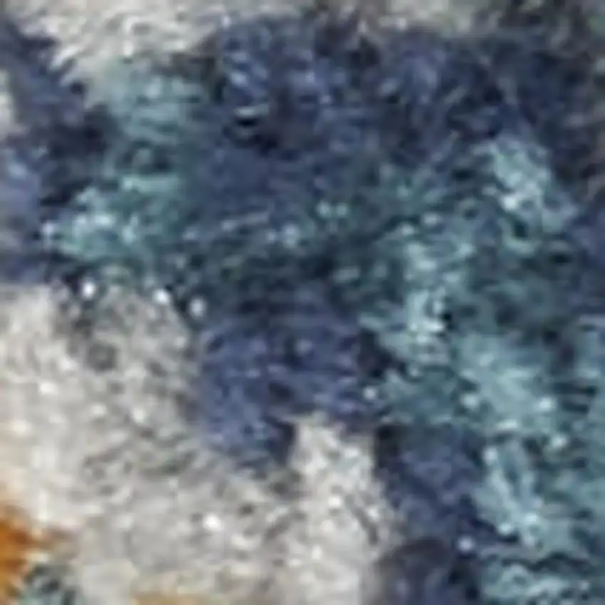 10' Blue And Ivory Oriental Distressed Runner Rug Photo 1