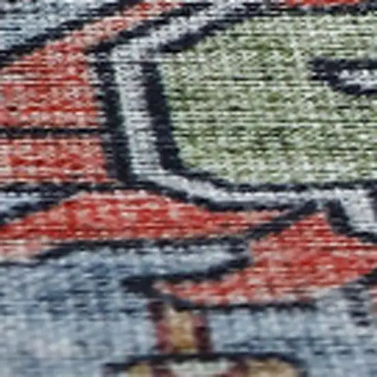 Blue and Ivory Oriental Power Loom Distressed Washable Area Rug Photo 4