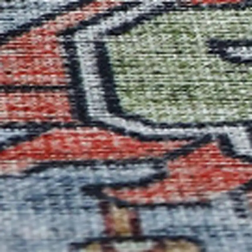 Blue and Ivory Oriental Power Loom Distressed Washable Area Rug Photo 4