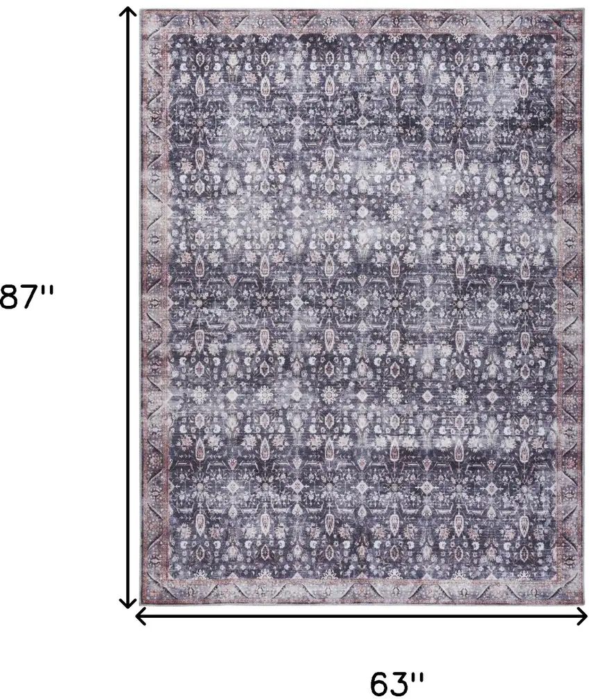 Blue and Ivory Oriental Power Loom Distressed Washable Non Skid Area Rug Photo 9