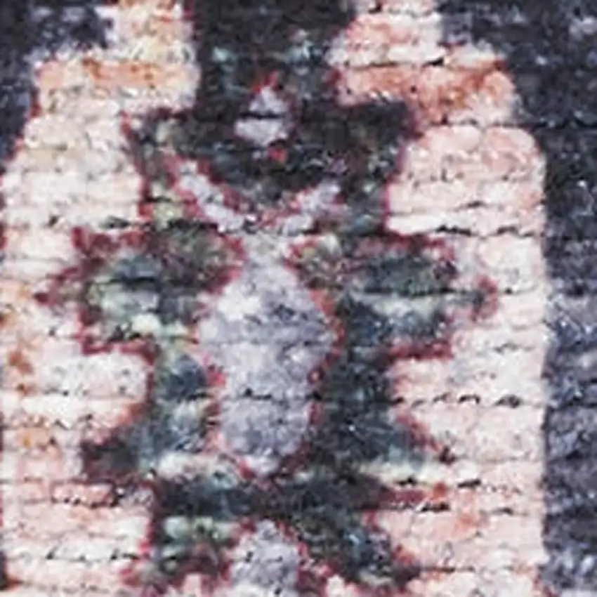 5' X 7' Blue and Ivory Oriental Power Loom Distressed Washable Non Skid Area Rug Photo 3