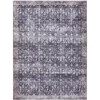Photo of Blue and Ivory Oriental Power Loom Distressed Washable Non Skid Area Rug