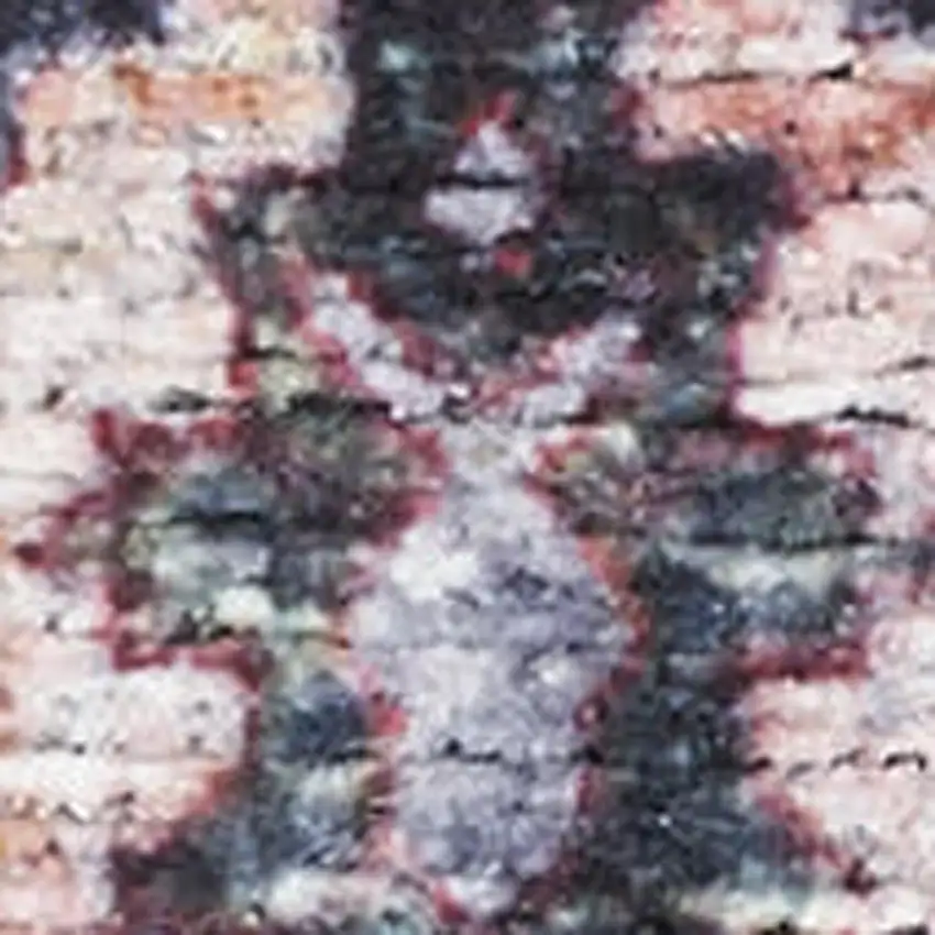 Blue and Ivory Oriental Power Loom Distressed Washable Non Skid Area Rug Photo 3